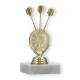 Pokal Kunststofffigur Dartscheibe gold auf weißem Marmorsockel 13,9cm