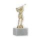 Pokal Kunststofffigur Golf Damen gold auf weißem Marmorsockel 17,0cm