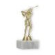 Pokal Kunststofffigur Golf Damen gold auf weißem Marmorsockel 16,0cm