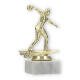 Pokal Kunststofffigur Bowling Herren gold auf weißem Marmorsockel 15,4cm