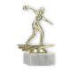 Pokal Kunststofffigur Bowling Damen gold auf weißem Marmorsockel 15,4cm