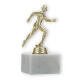 Pokal Kunststofffigur Läufer gold auf weißem Marmorsockel 14,0cm