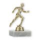 Pokal Kunststofffigur Läufer gold auf weißem Marmorsockel 12,0cm