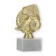 Pokal Kunststofffigur Fußball im Kranz gold auf weißem Marmorsockel 15,0cm