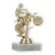 Trophy plastic figure motorcycle gold on white marble base 12,9cm