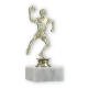 Pokal Kunststofffigur Handballspieler gold auf weißem Marmorsockel 15,8cm