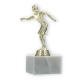 Trophy plastic figure petanque woman gold on white marble base 15,5cm