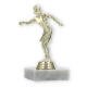 Trophy plastic figure petanque woman gold on white marble base 13,5cm