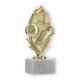 Pokal Kunststofffigur Fußballkranz gold auf weißem Marmorsockel 18,6cm