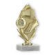 Pokal Kunststofffigur Fußballkranz gold auf weißem Marmorsockel 16,6cm