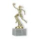 Pokal Kunststofffigur Basketballspielerin gold auf weißem Marmorsockel 18,5cm