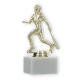 Pokal Kunststofffigur Baseballspielerin gold auf weißem Marmorsockel 16,3cm