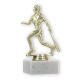 Pokal Kunststofffigur Baseballspielerin gold auf weißem Marmorsockel 15,3cm