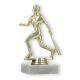Pokal Kunststofffigur Baseballspielerin gold auf weißem Marmorsockel 14,3cm