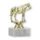 Pokal Kunststofffigur Westernreiten gold auf weißem Marmorsockel 12,3cm