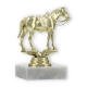 Pokal Kunststofffigur Westernreiten gold auf weißem Marmorsockel 11,3cm