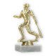 Trophy plastic figure baseball player gold on white marble base 14,7cm