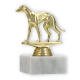 Pokal Kunststofffigur Windhund gold auf weißem Marmorsockel 11,6cm