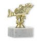 Pokal Kunststofffigur Barsch gold auf weißem Marmorsockel 11,0cm