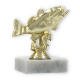 Pokal Kunststofffigur Barsch gold auf weißem Marmorsockel 10,0cm