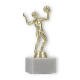 Troféu figura de voleibol de plástico dourado sobre base de mármore branco 17,1cm