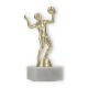 Troféu figura de voleibol de plástico dourado sobre base de mármore branco 16,1cm