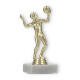 Troféu figura de voleibol de plástico dourado sobre base de mármore branco 15,1cm