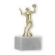 Pokal Kunststofffigur Volleyballspieler gold auf weißem Marmorsockel 13,9cm