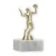 Pokal Kunststofffigur Volleyballspieler gold auf weißem Marmorsockel 12,9cm