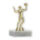 Pokal Kunststofffigur Volleyballspieler gold auf weißem Marmorsockel 11,9cm