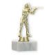 Trophy plastic figure rifleman gold on white marble base 15,4cm