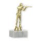 Trophy plastic figure rifleman gold on white marble base 15,3cm