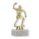 Pokal Kunststofffigur Tischtennisspieler gold auf weißem Marmorsockel 15,6cm