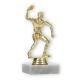 Pokal Kunststofffigur Tischtennisspieler gold auf weißem Marmorsockel 14,6cm