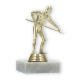 Trophy plastic figure billiard player gold on white marble base 12,0cm