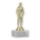 Pokal Kunststofffigur Judo Damen gold auf weißem Marmorsockel 16,2cm