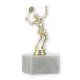 Pokal Kunststofffigur Tennisspielerin gold auf weißem Marmorsockel 14,6cm