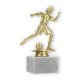 Pokal Kunststofffigur Mädchenfußballerin gold auf weißem Marmorsockel 16,5cm
