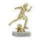 Trophy plastic figure girl footballer gold on white marble base 14,5cm