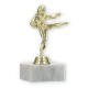 Pokal Kunststofffigur Karate Damen gold auf weißem Marmorsockel 13,4cm