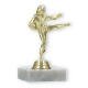 Pokal Kunststofffigur Karate Damen gold auf weißem Marmorsockel 12,4cm