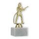 Pokal Kunststofffigur Feuerwehrmann gold auf weißem Marmorsockel 15,9cm