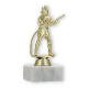 Pokal Kunststofffigur Feuerwehrmann gold auf weißem Marmorsockel 14,9cm