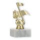 Trophy plastic figure note gold on white marble base 13,3cm