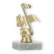 Trophy plastic figure note gold on white marble base 12,3cm