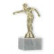 Pokal Kunststofffigur Petanque Herren gold auf weißem Marmorsockel 15,5cm