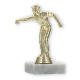 Pokal Kunststofffigur Petanque Herren gold auf weißem Marmorsockel 13,5cm