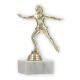 Pokal Kunststofffigur Eiskunstläuferin gold auf weißem Marmorsockel 15,5cm