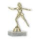 Pokal Kunststofffigur Eiskunstläuferin gold auf weißem Marmorsockel 14,5cm