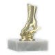 Pokal Kunststofffigur Schlittschuh gold auf weißem Marmorsockel 9,4cm